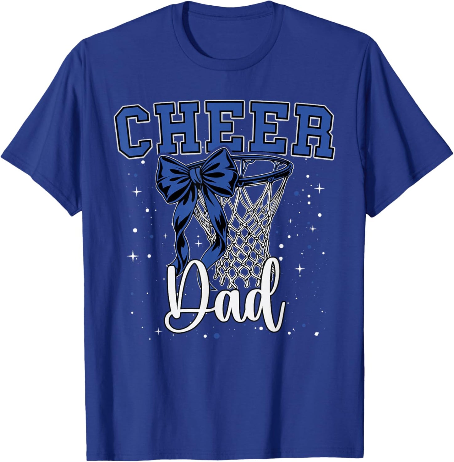 Cheer Dad Papa Bow Sport Basketball Game Cheerleading Blue T-Shirt - T-Shirt | Royal