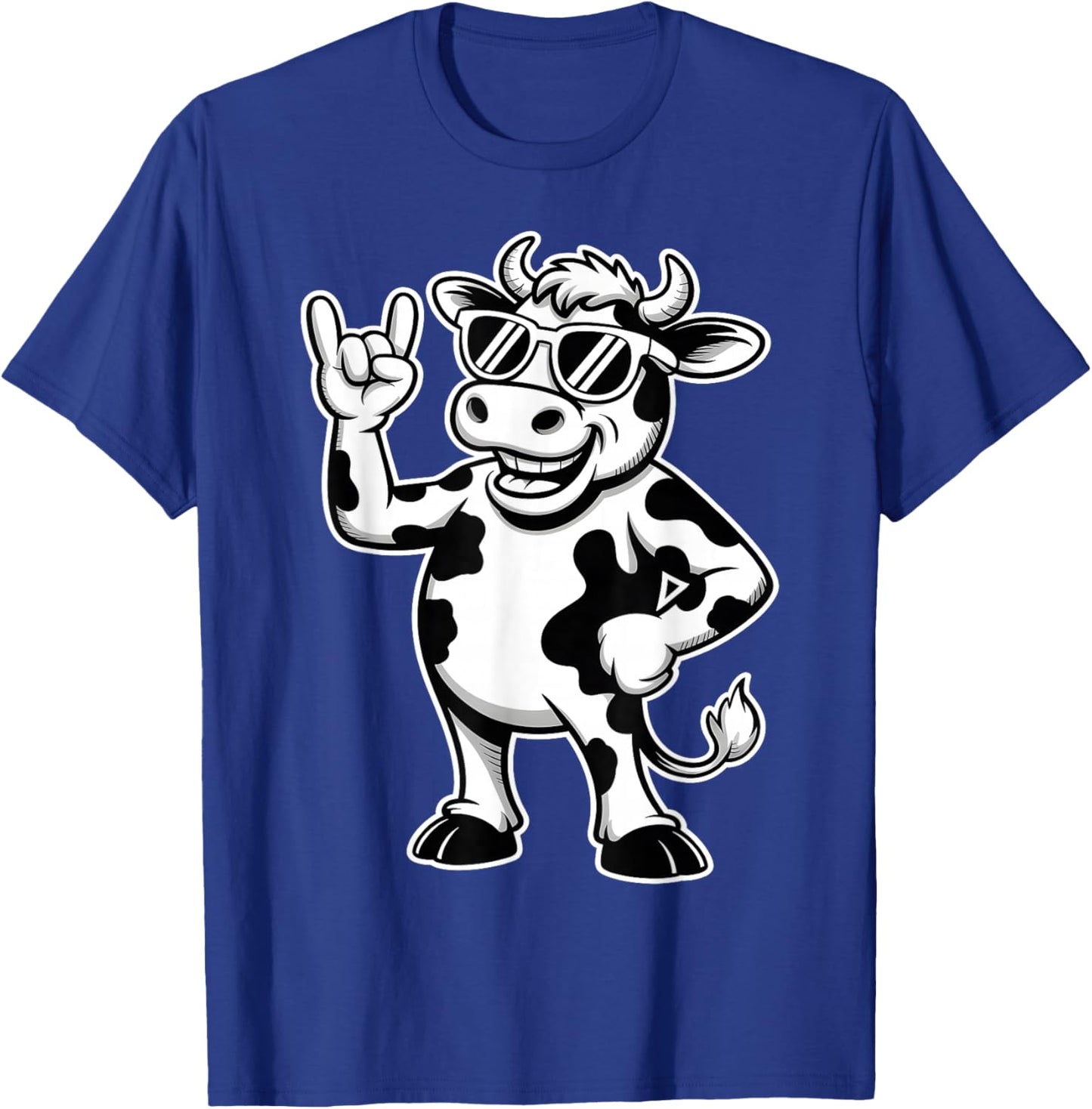 Funny Cow Sunglasses Rock Music Rock n Roll Cow Farm Animal T-Shirt - T-Shirt | Royal