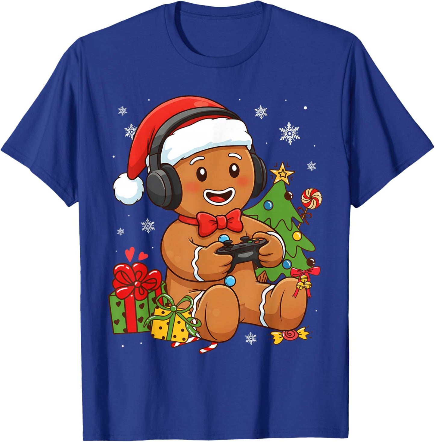 Gamer Gingerbread Xmas Gaming Men Boys Kids Funny Christmas T-Shirt - T-Shirt | Royal