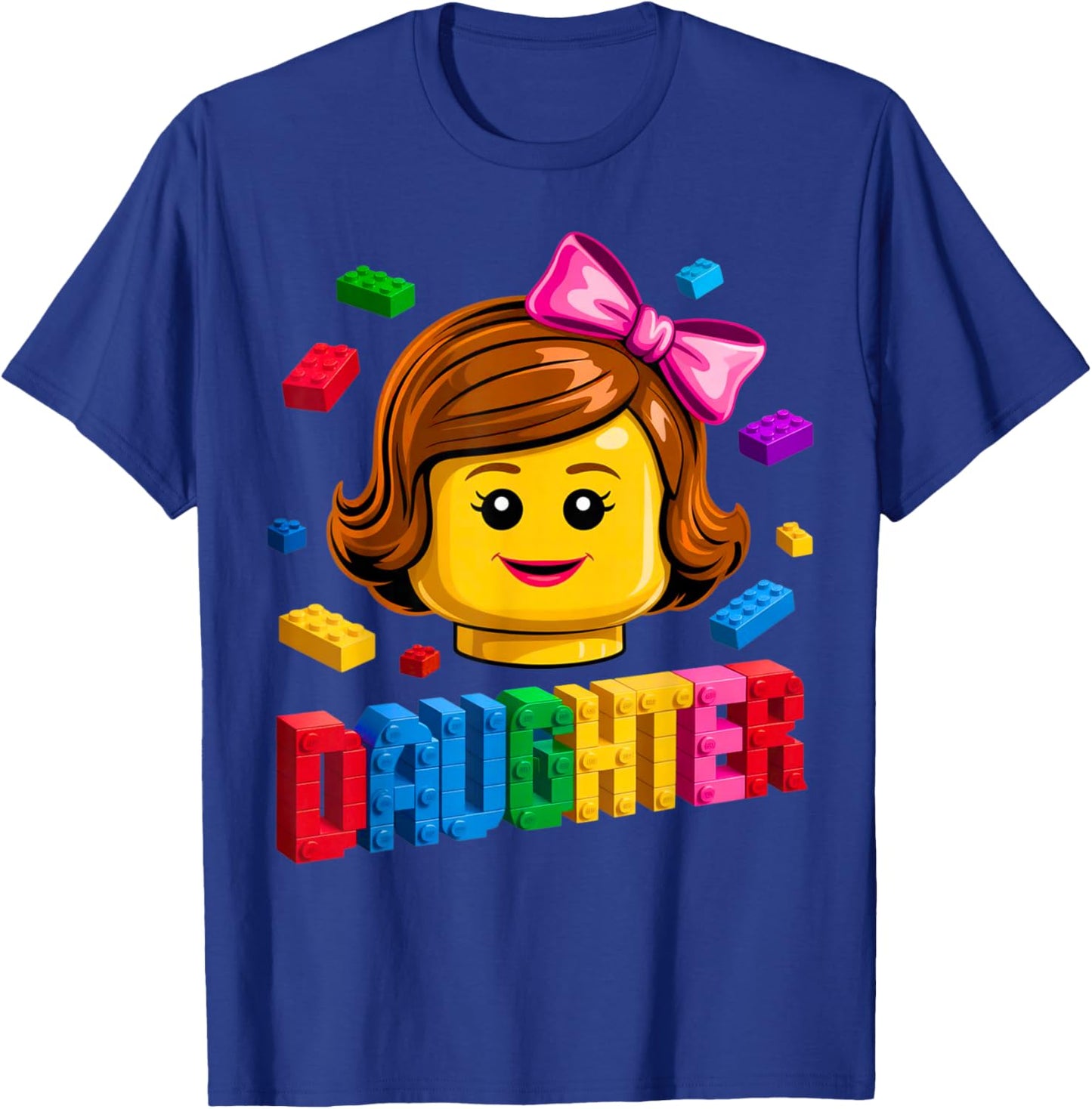 Family Daughter Master Builder Building Brick Blocks Kids T-Shirt - T-Shirt | Royal