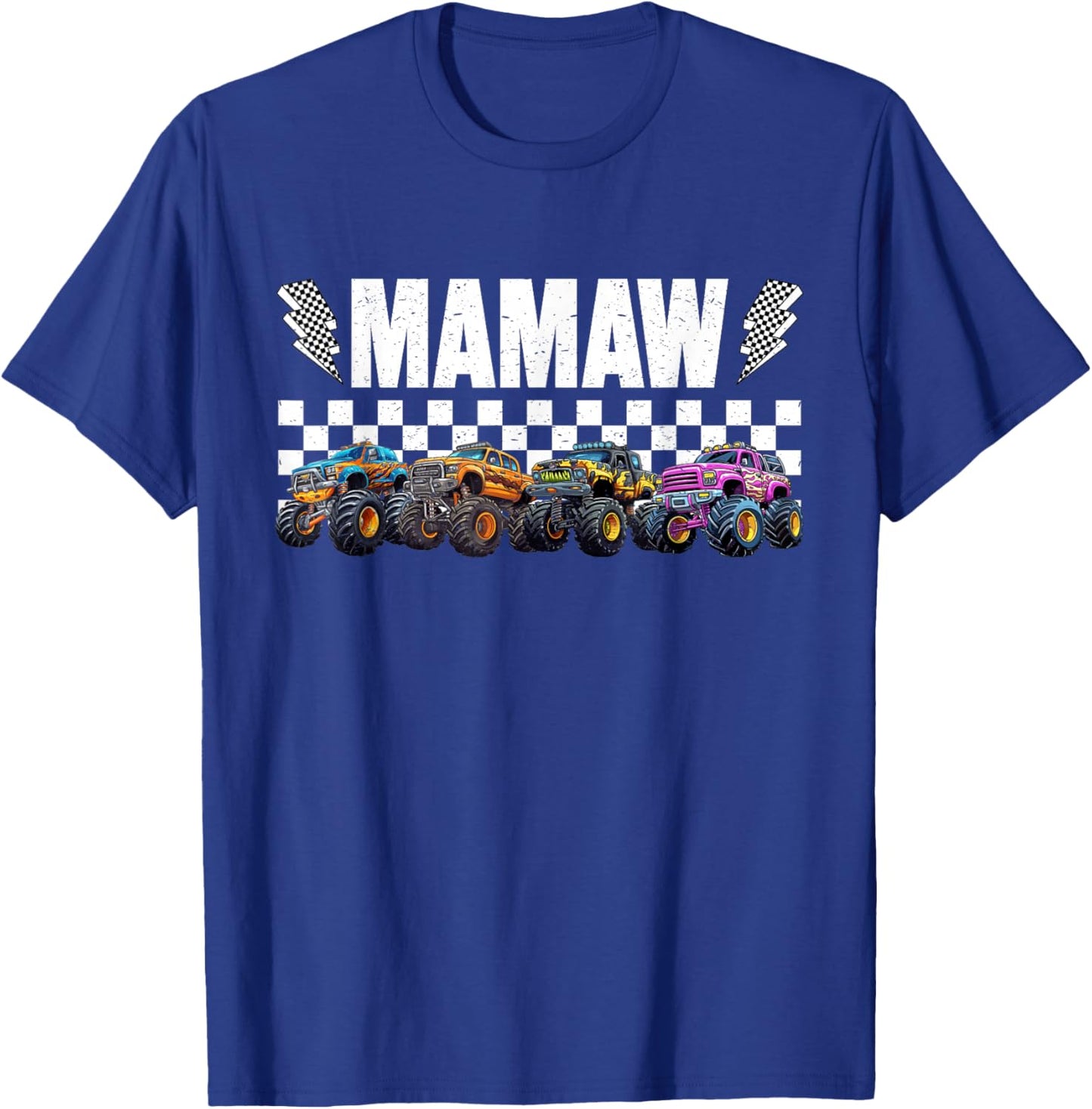 Mamaw Retro Monster Truck Family Crew Birthday Matching T-Shirt - T-Shirt | Royal