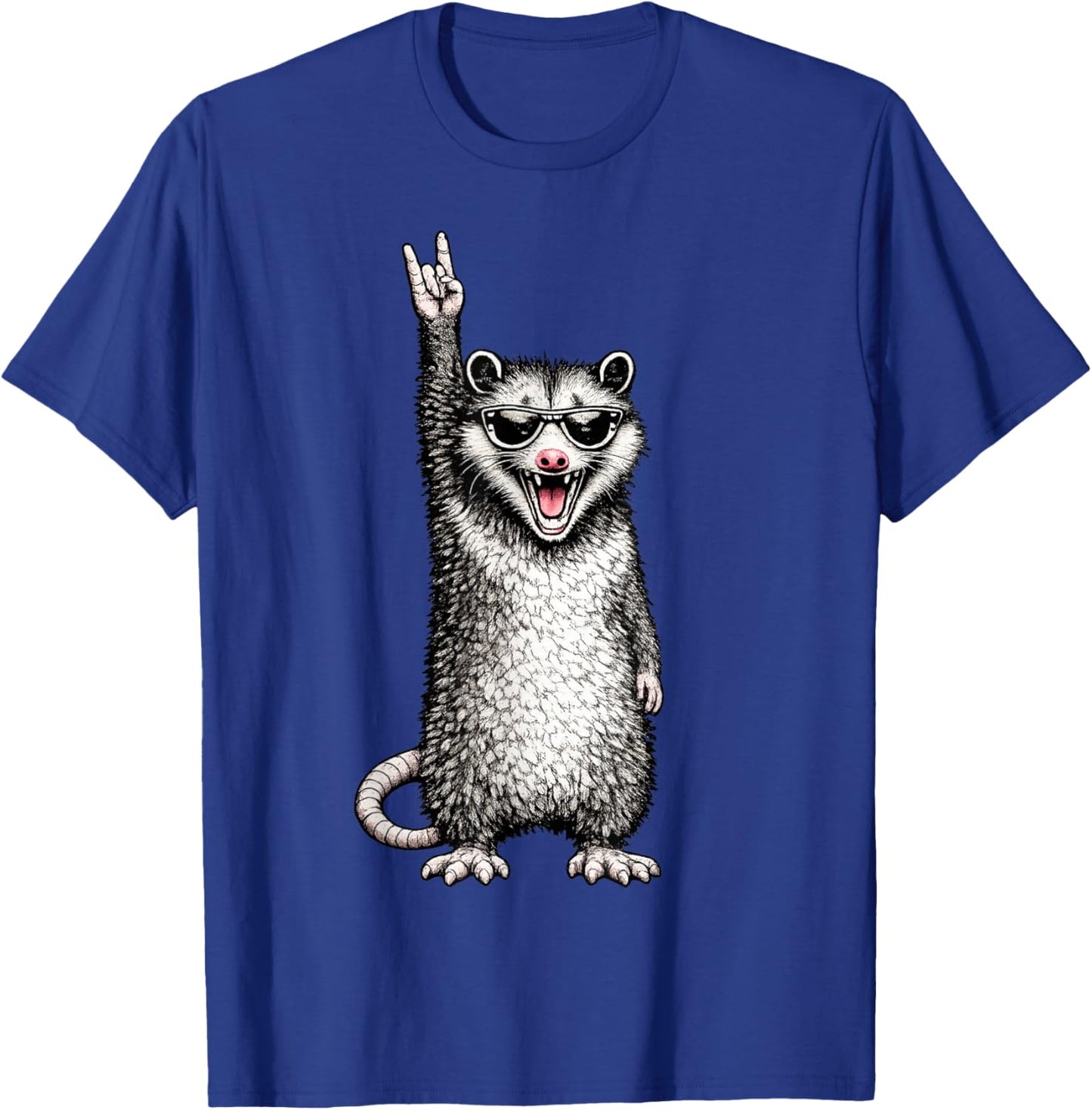 Funny Opossum Rock Hand Sunglasses Meme Design T-Shirt - T-Shirt | Royal