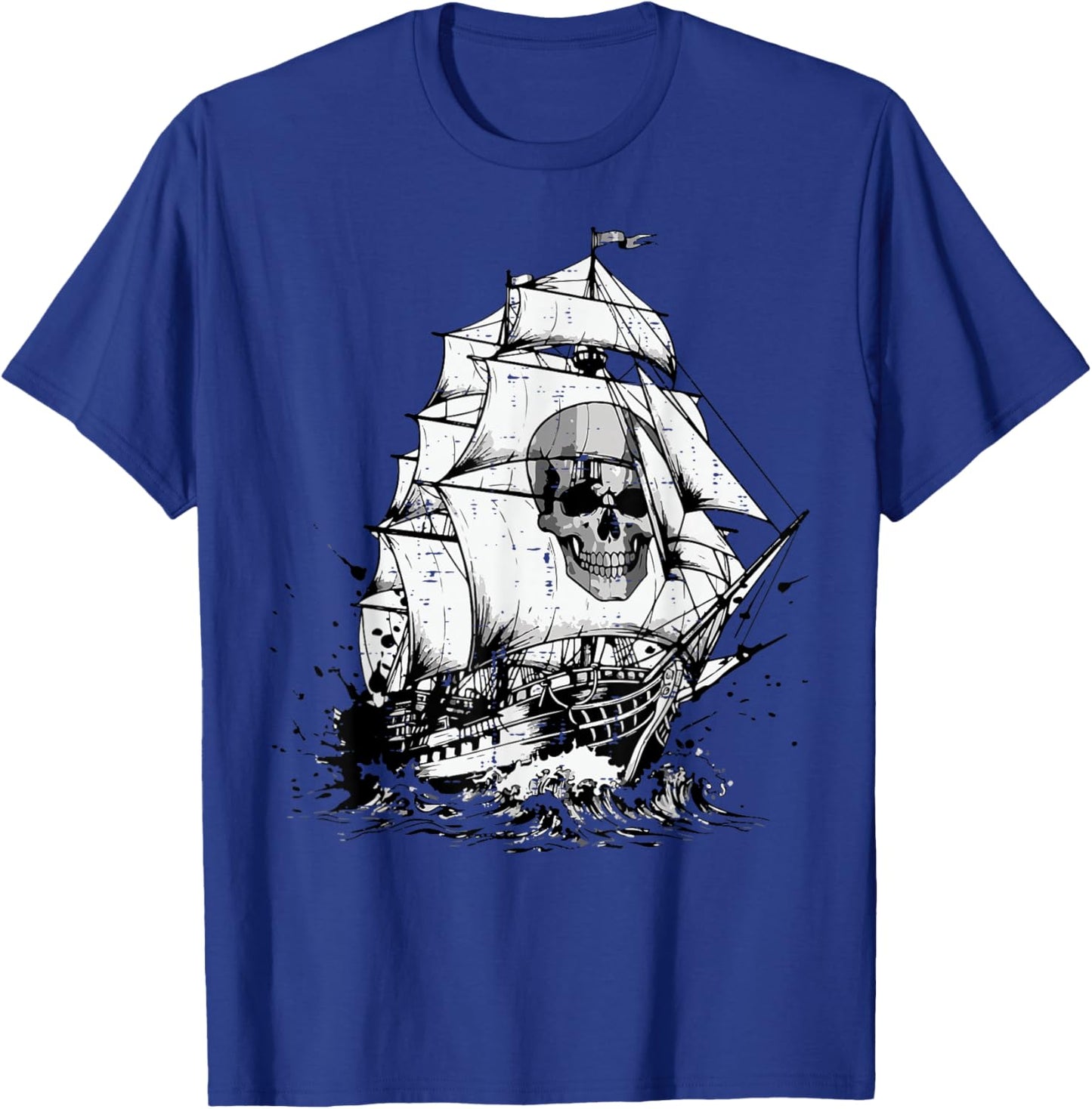 Pirate Ghost Ship Skull Vintage Costume Men Women Boys Kids T-Shirt - T-Shirt | Royal
