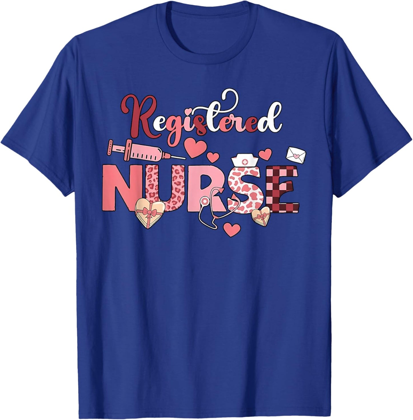 Registered Nurse Valentines Day Scrub Top Women Scrubs NICU T-Shirt - T-Shirt | Royal