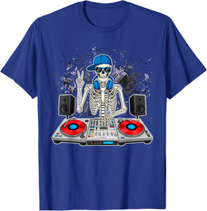Funny Skeleton DJ EDM Music Boys Men Girls Kids T-Shirt - T-Shirt | Royal