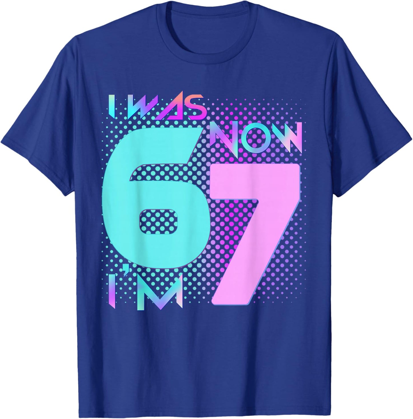 Blue and Pink I was 6 Now I'm 7 Birthday Boys Girls Bday T-Shirt - T-Shirt | Royal