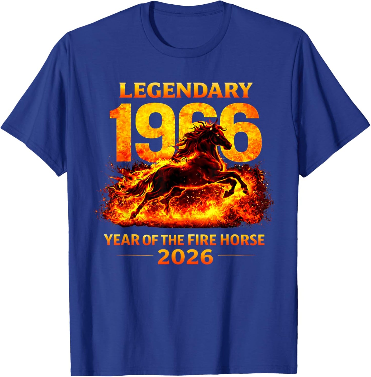 1966 Year of The Fire Horse 60th Birthday Chinese Zodiac T-Shirt - T-Shirt | Royal