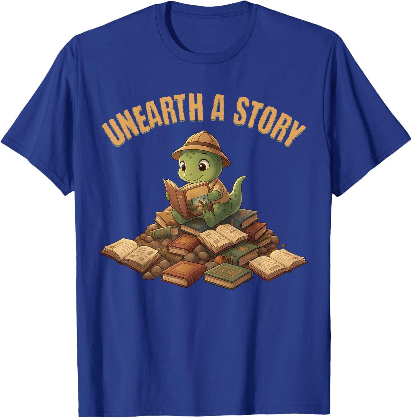 Unearth a Story Dinosaur Reading Books Summer 2026 T-Shirt - T-Shirt | Royal