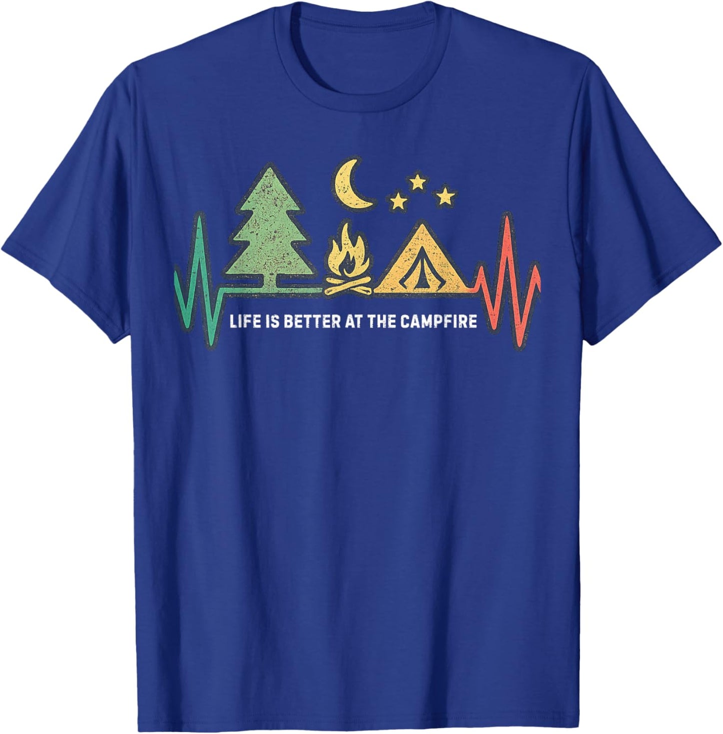 Life is Better at The Campfire Funny Hiking Camping T-Shirt - T-Shirt | Royal