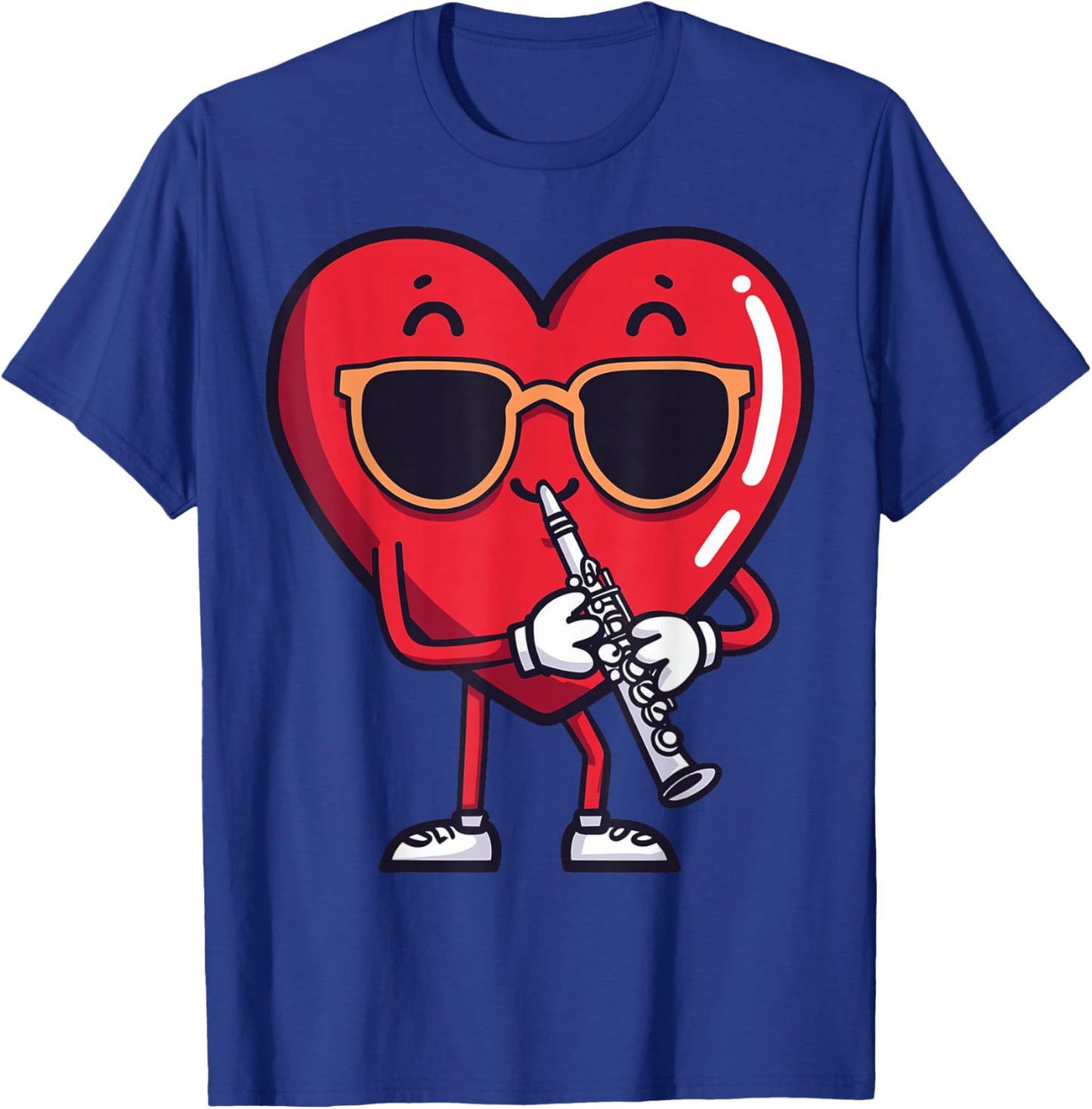 Clarinet Heart Player Clarinetist Valentine's Day Sunglasses T-Shirt - T-Shirt | Royal