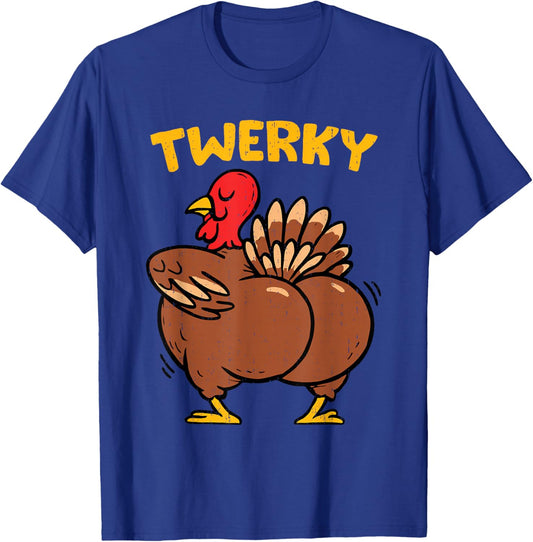 Twerky Turkey Butt Funny Thanksgiving Twerk Dance Pun Humor T-Shirt - T-Shirt | Royal