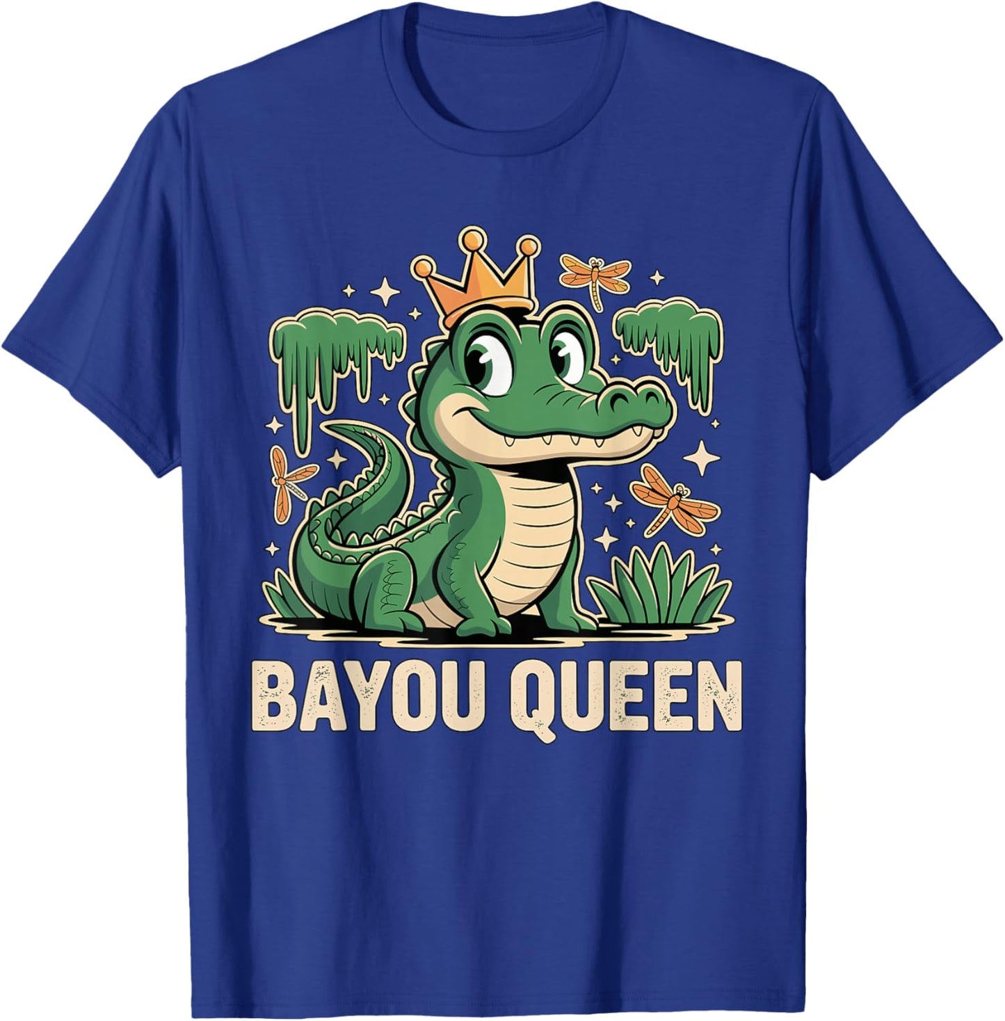 Bayou Queen Louisiana Alligator Retro Wildlife Travel Cajun T-Shirt - T-Shirt | Royal