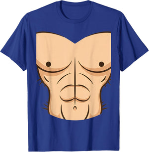 Halloween Muscle Torso Funny Bare Chest Design, Fake Abs T-Shirt - T-Shirt | Royal