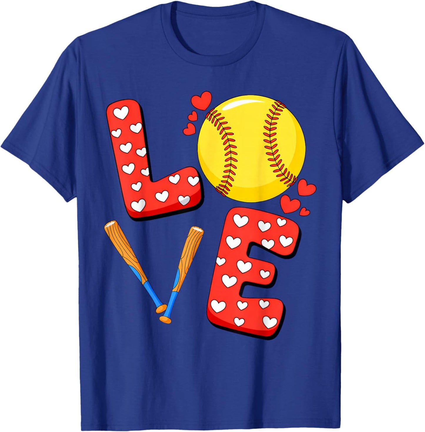 Love Softball Valentine T-Shirt - T-Shirt | Royal