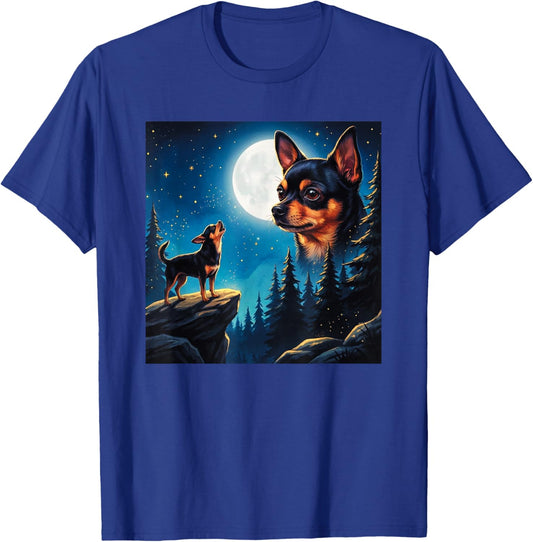 Funny Chihuahua Howling at The Moon Pet Dog Lover T-Shirt - T-Shirt | Royal