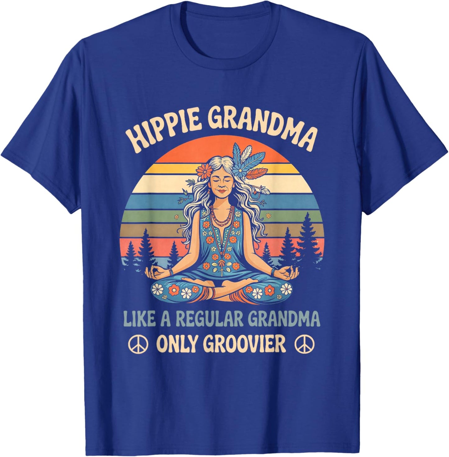 Retro Hippie Grandma Like A Regular Grandma Vintage T-Shirt - T-Shirt | Royal