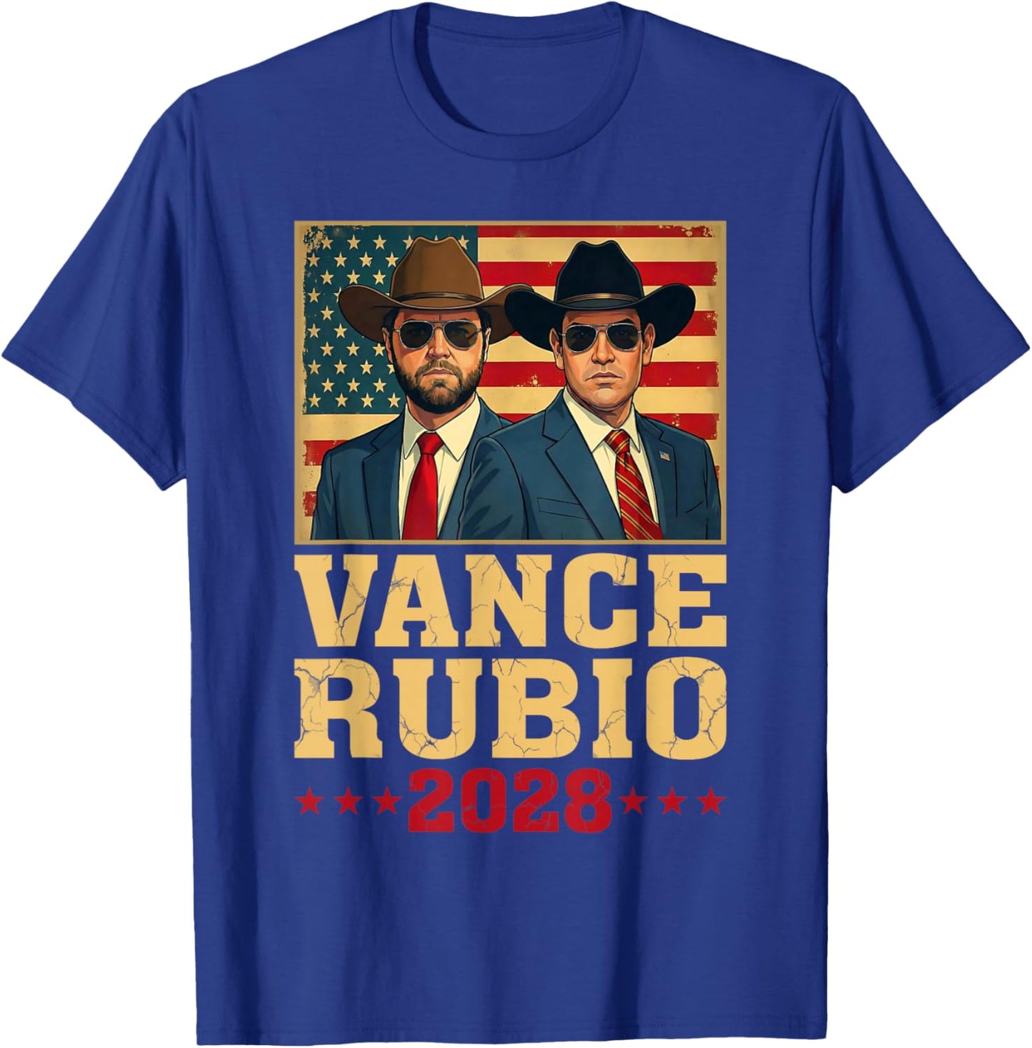 Vance Rubio 2028 President JD Vance Marco Rubio USA Flag T-Shirt - T-Shirt | Royal