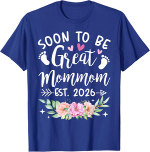 Soon to Be Great Mommom Est 2026 Flower T-Shirt - T-Shirt | Royal