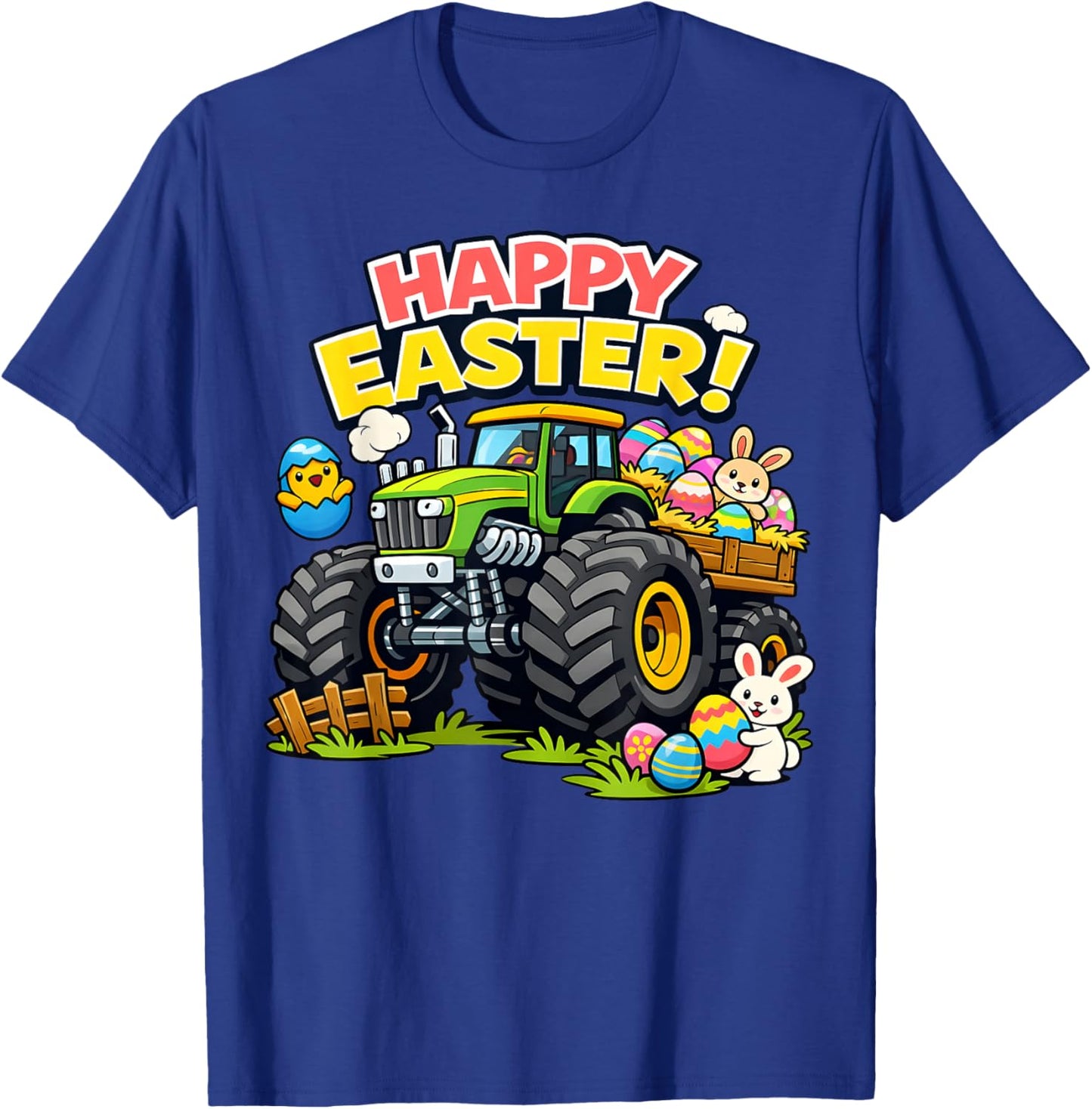 Boys Kids Happy Easter Farming Monster Tractors Eggs Toddler T-Shirt - T-Shirt | Royal