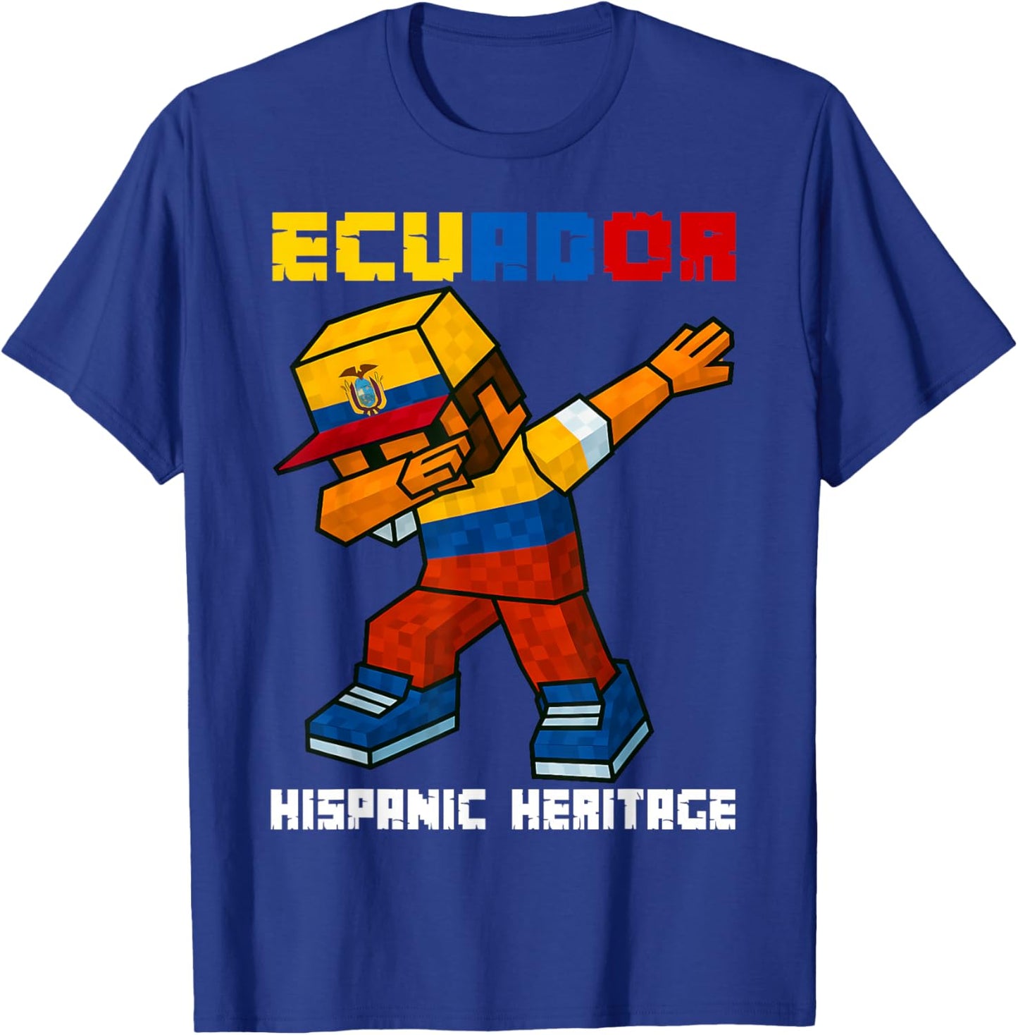 Ecuador Dab Boy Game Pixel Hispanic Heritage Ecuadorian Kids T-Shirt - T-Shirt | Royal