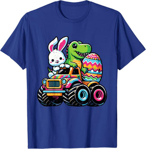 Kids Easter Bunny Dino On Truck Egg Toddler Boys Kids Youth T-Shirt - T-Shirt | Royal