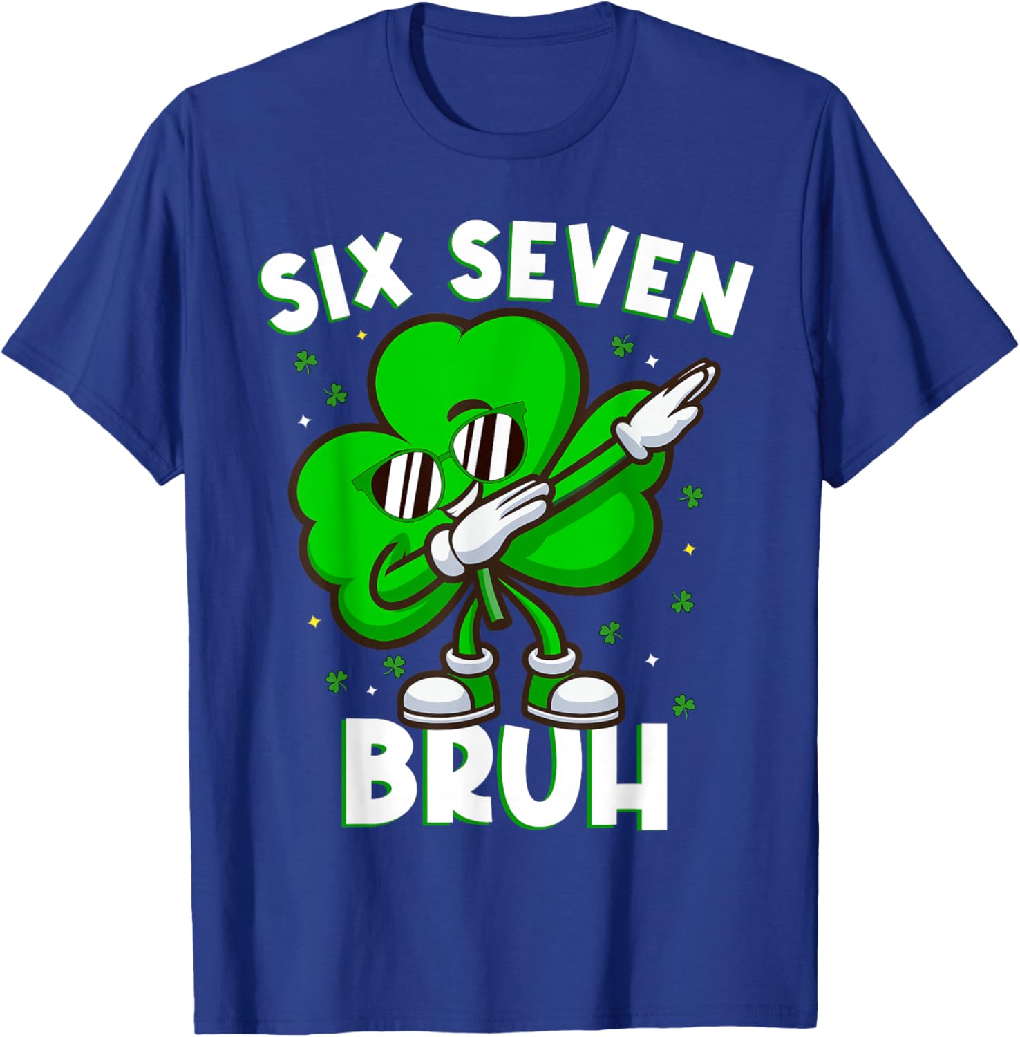 Six Seven Bruh Dabbing Shamrock St Patricks Day Teens Boys T-Shirt - T-Shirt | Royal