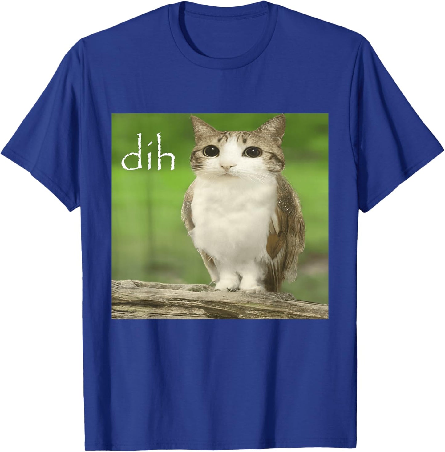 Funny Meowl Dih Meme Cursed Cat Owl Brainrot Internet Silly T-Shirt - T-Shirt | Royal