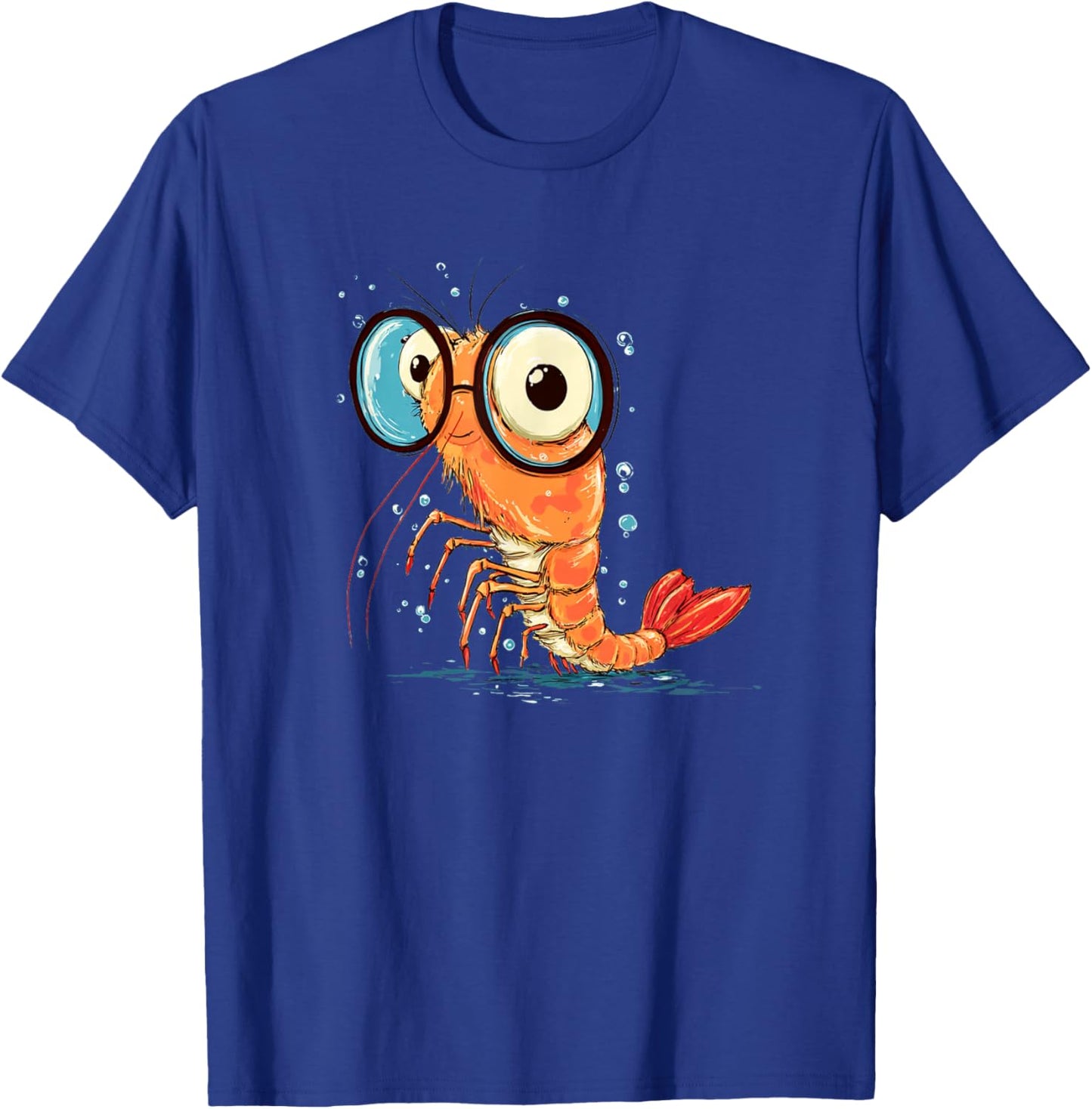Funny Shrimp Face with Glasses for Seafood and Shrimps Fans T-Shirt - T-Shirt | Royal