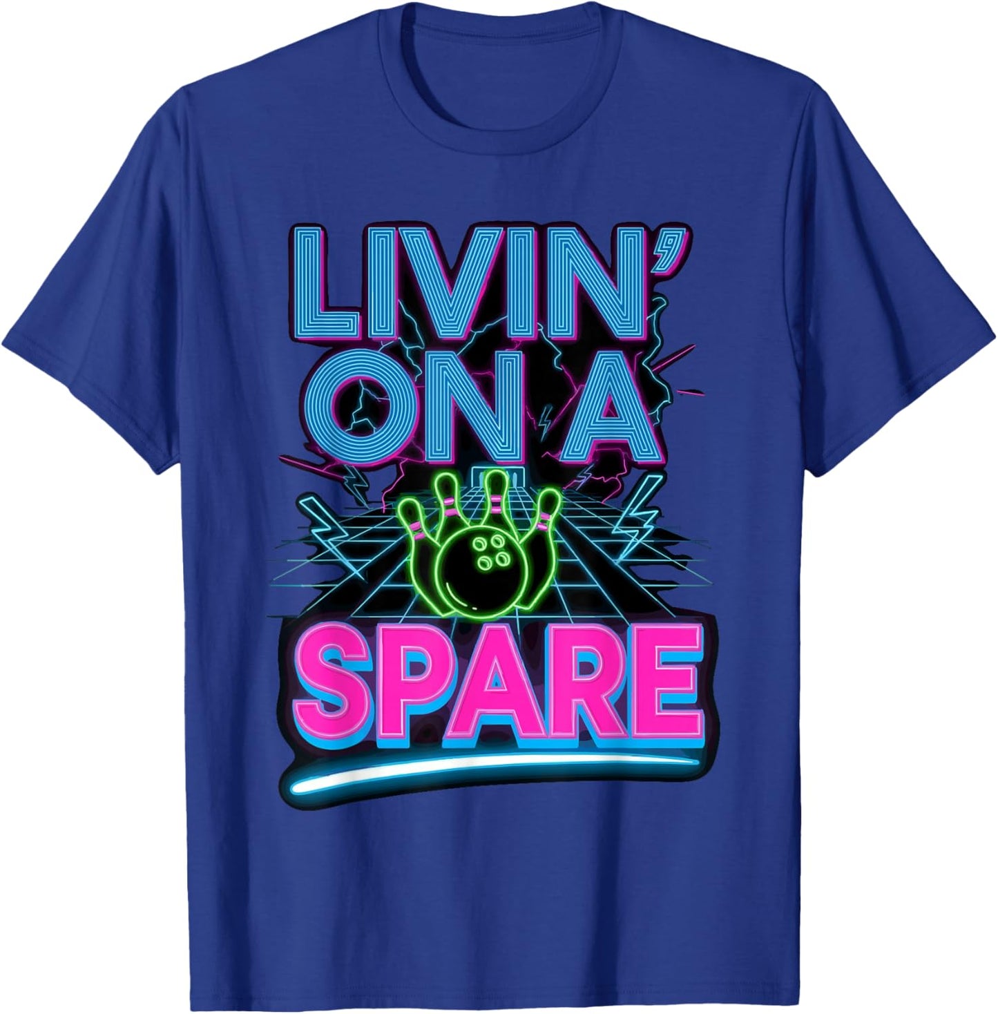 Vintage Bowling Shirts Bowler, Livin' On A Spare T-Shirt - T-Shirt | Royal