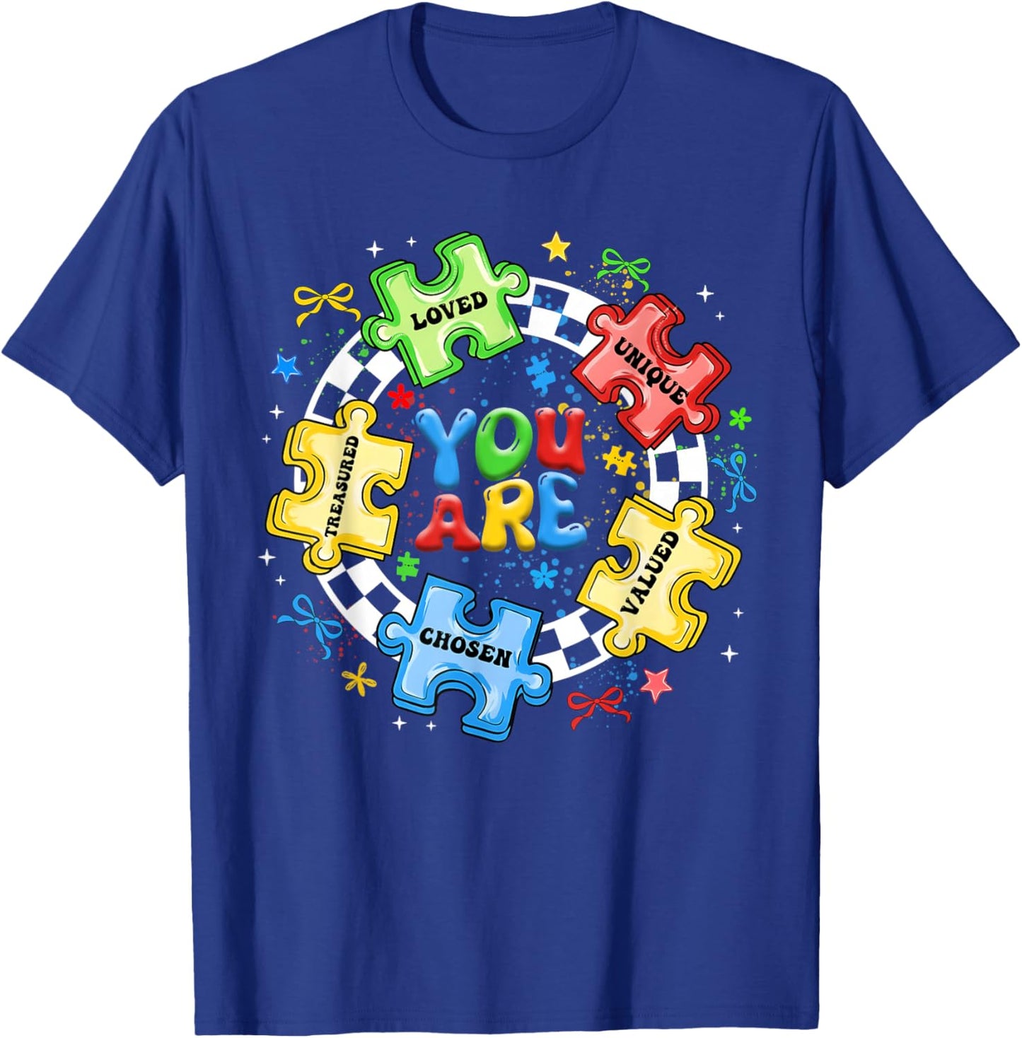 You are Loved Unique Coquette Bow Autism Awareness Girl Kid T-Shirt - T-Shirt | Royal