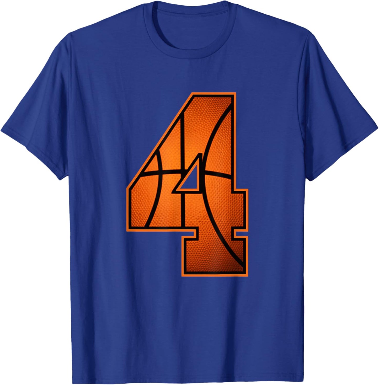Number 4 Basketball Birthday T-Shirt - T-Shirt | Royal