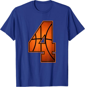 Number 4 Basketball Birthday T-Shirt - T-Shirt | Royal
