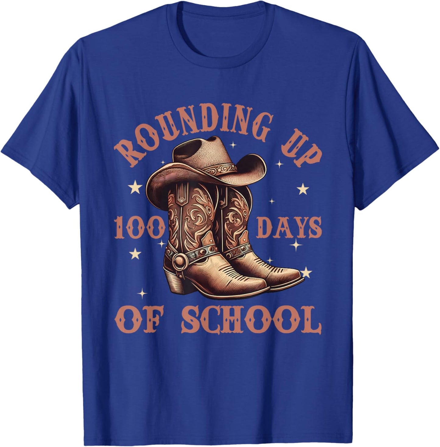 Rounding Up 100 Days of School Cowboy T-Shirt - T-Shirt | Royal