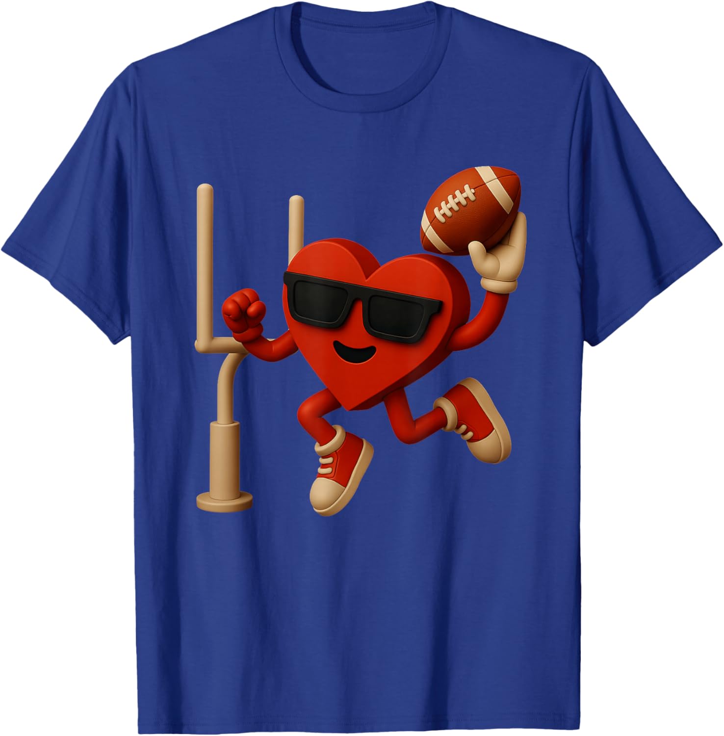 Football Valentines Day Cute Heart Funny Boys Girls Kids T-Shirt - T-Shirt | Royal