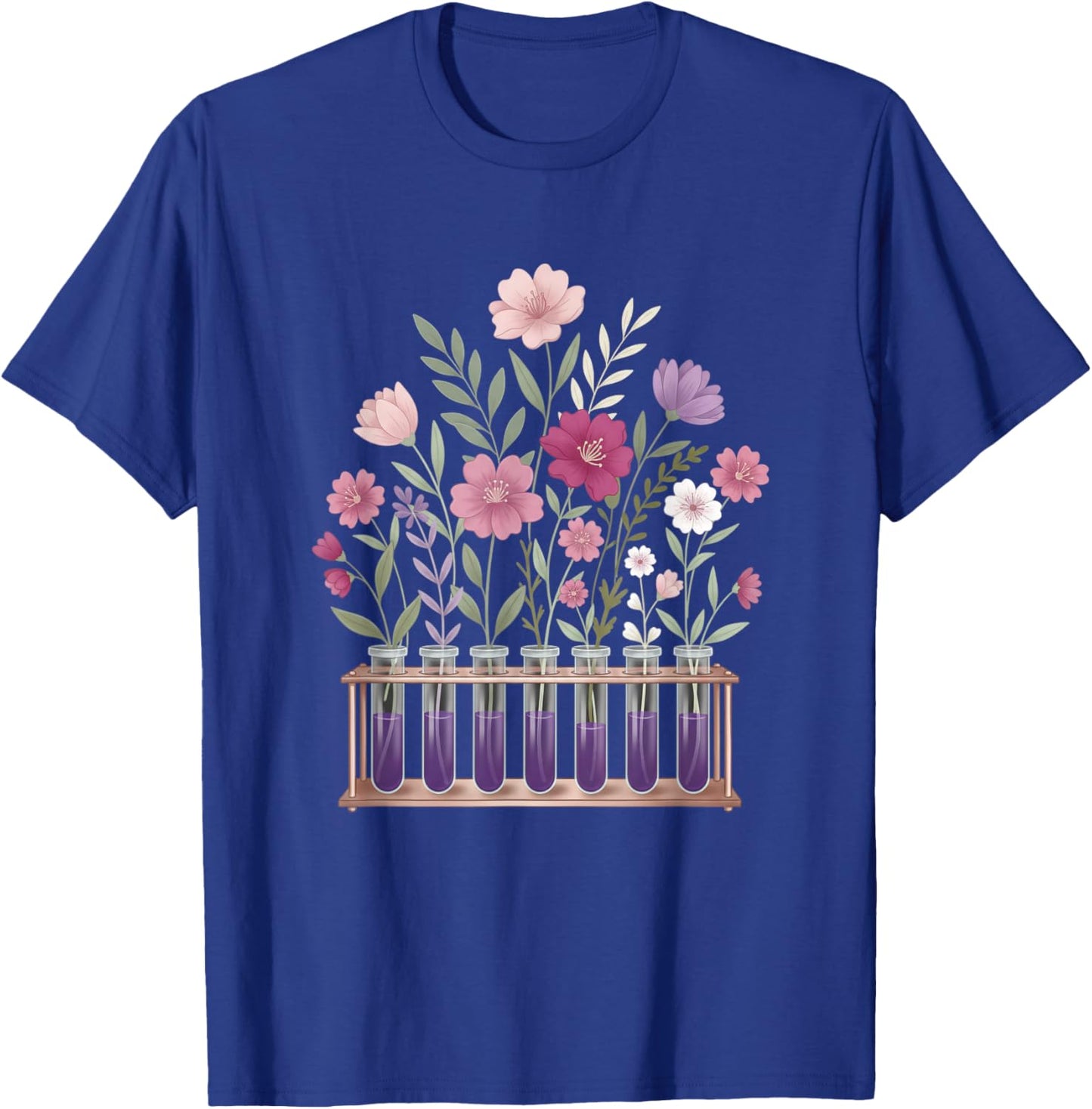 Stem Nature Test Tube Flowers Science Plant Botany Floral T-Shirt - T-Shirt | Royal