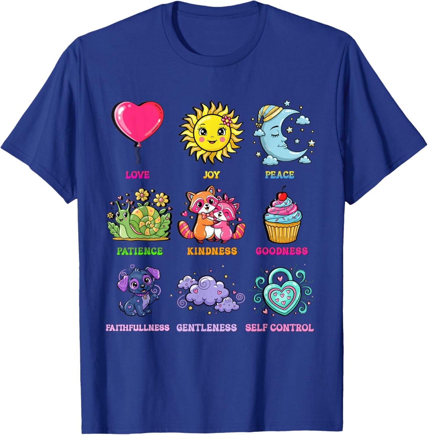 Fruits of The Spirit Love Joy Peace Kindness Faith T-Shirt - T-Shirt | Royal