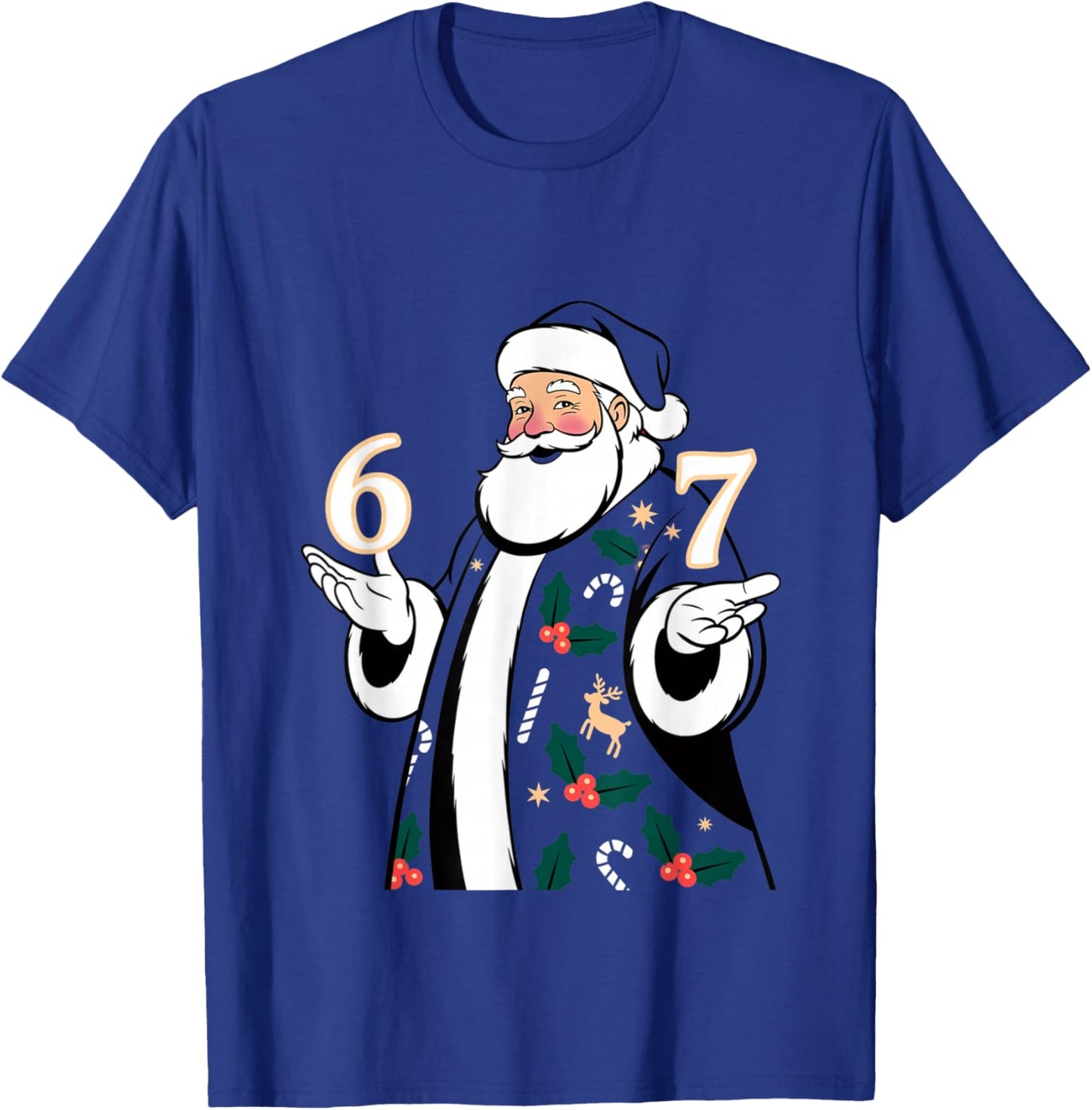 Christmas 67 Funny Xmas Six Seven Ugly Sweater 6-7 T-Shirt - T-Shirt | Royal