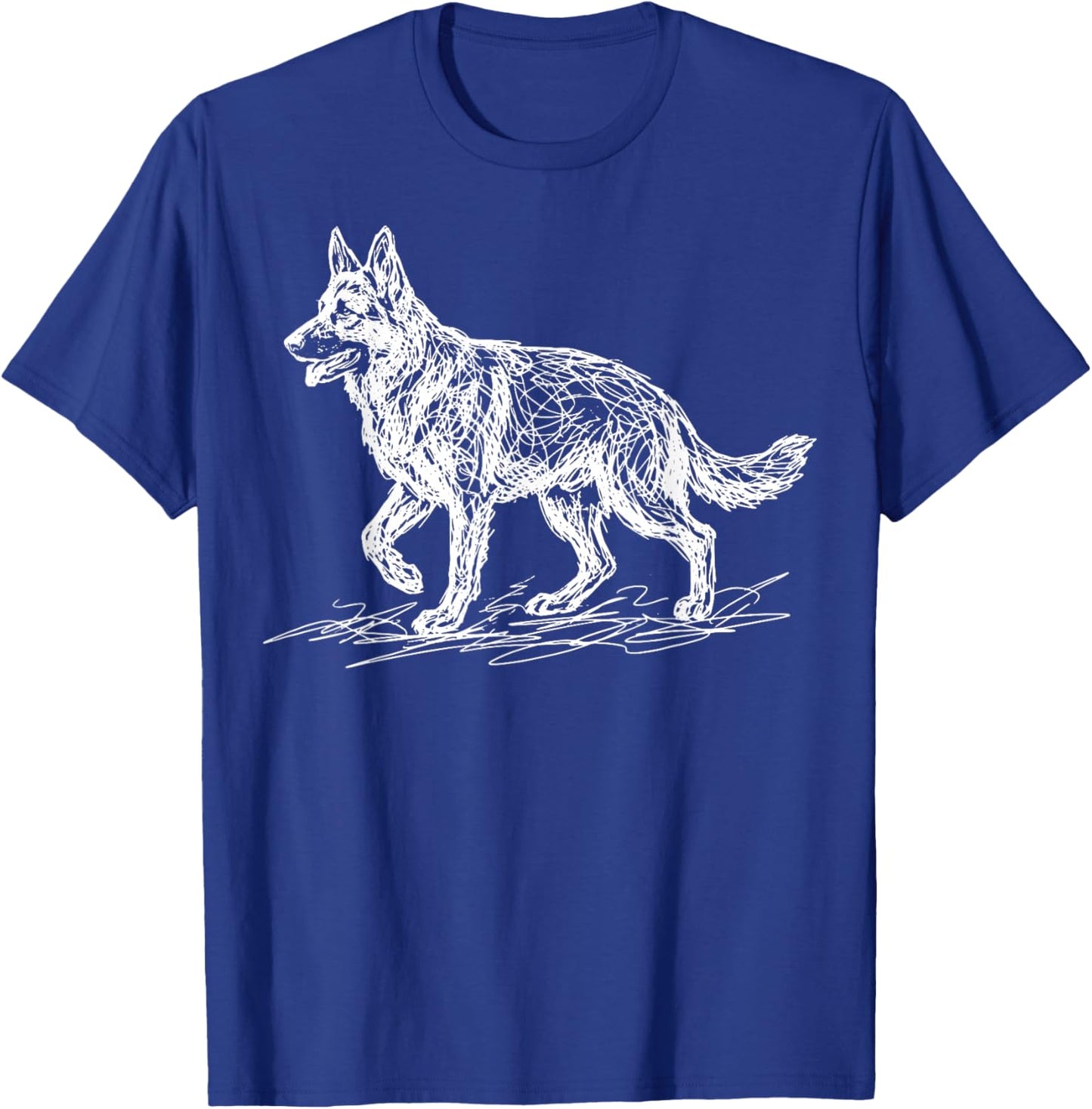 German Shepherd Line Art Drawing T-Shirt - T-Shirt | Royal