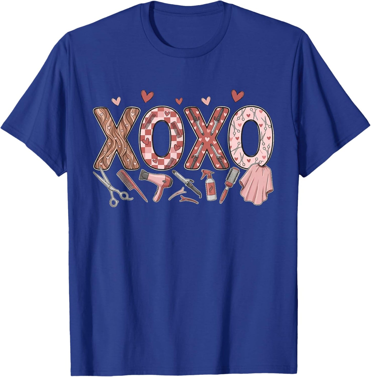 XOXO Hairstylist Valentines Hairdresser Cosmetologist Spa T-Shirt - T-Shirt | Royal
