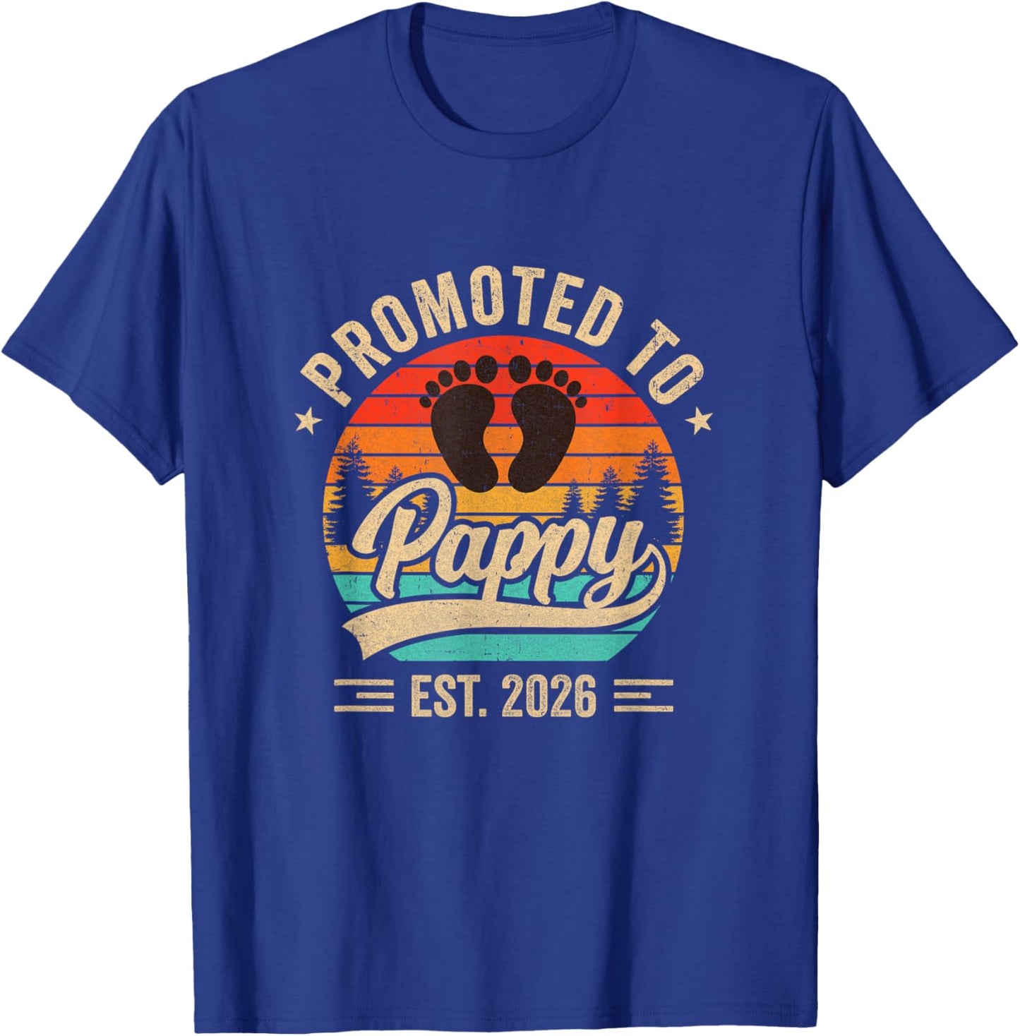 Promoted to Pappy Est 2026 Grandparents Baby Announcement T-Shirt - T-Shirt | Royal