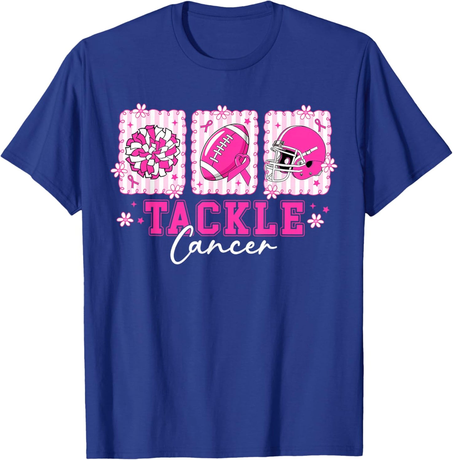 Pink Out Tackle Breast Cancer Awareness American Football T-Shirt - T-Shirt | Royal