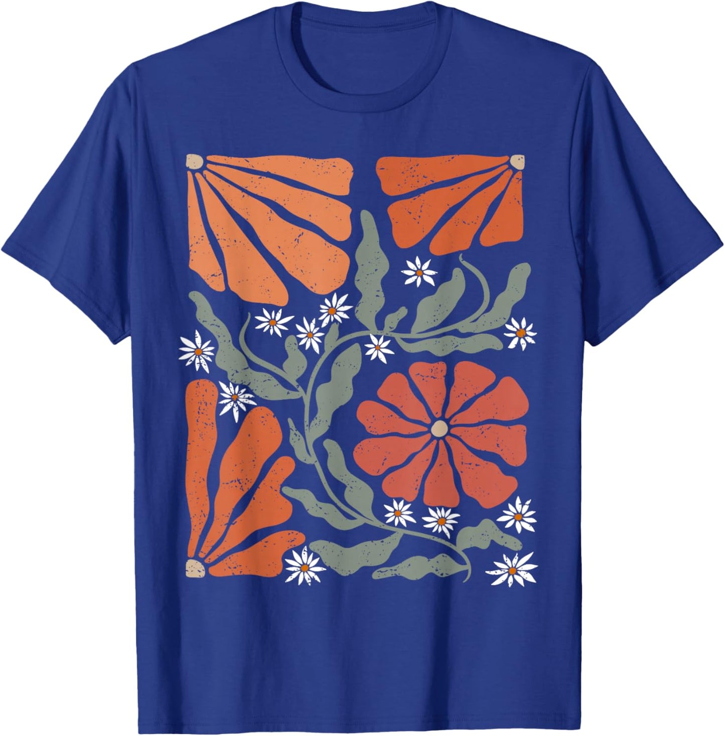 Floral Boho Matisse Daisy Flower Retro Botanical Wildflower T-Shirt - T-Shirt | Royal
