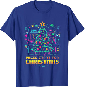 Arcade Pixel Neon Xmas Retro Gamer T-Shirt - T-Shirt | Royal