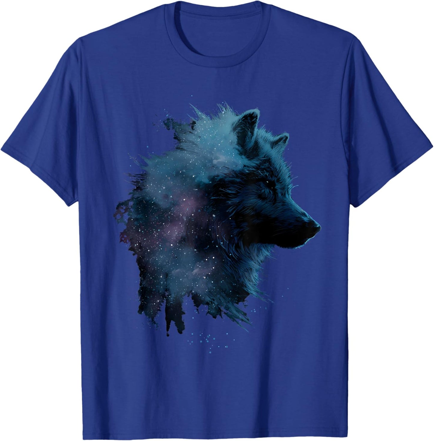 Wolf Face Art Graphic Wildlife Colorful Wolf Animal Lover T-Shirt - T-Shirt | Royal