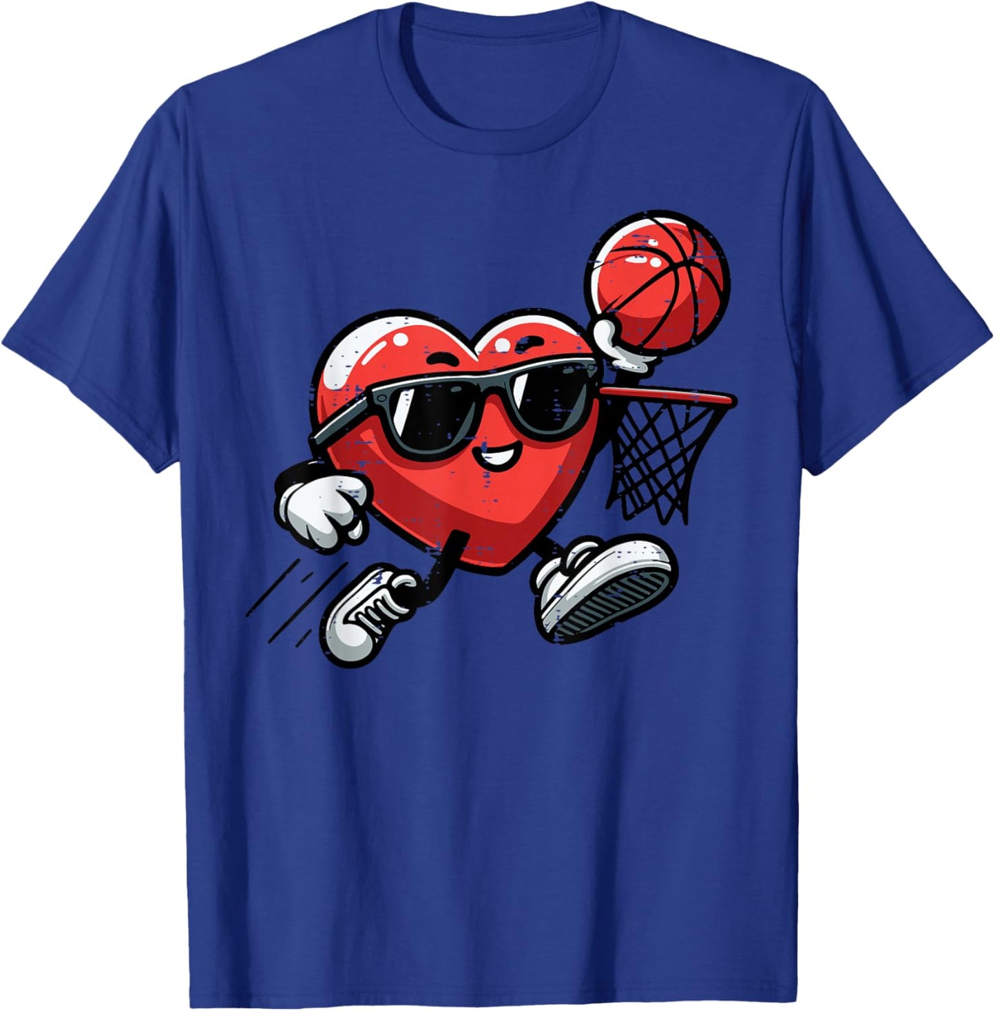 Valentines Day Basketball Heart Sunglasses Boys Kids Men T-Shirt - T-Shirt | Royal