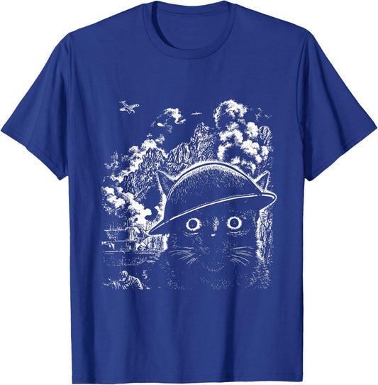 Thousand Yard Stare Cat T-Shirt - T-Shirt | Royal
