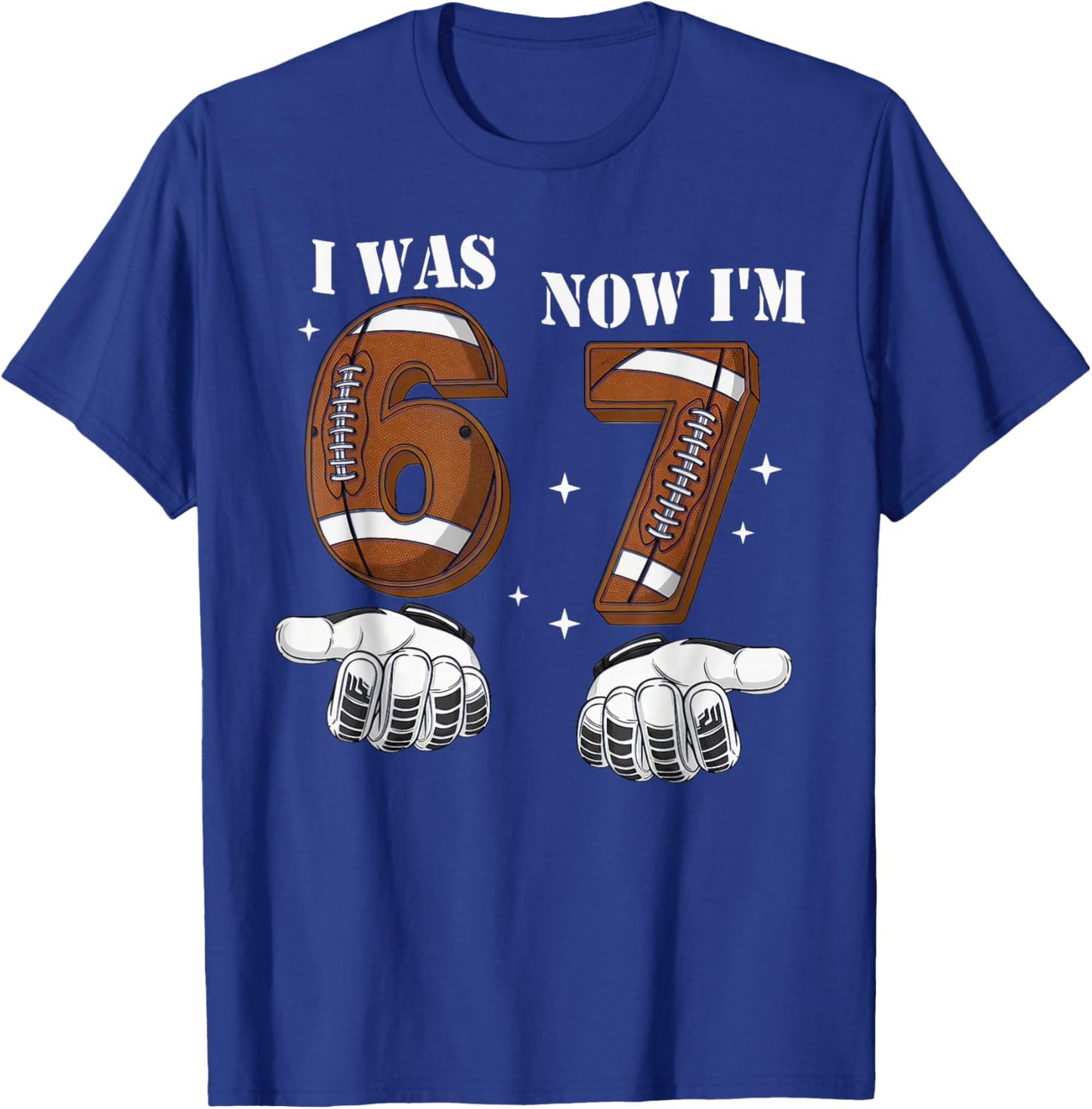 7th Birthday Boy I was 6 Now I'm 7 Football Ice Cream Drip T-Shirt - T-Shirt | Royal
