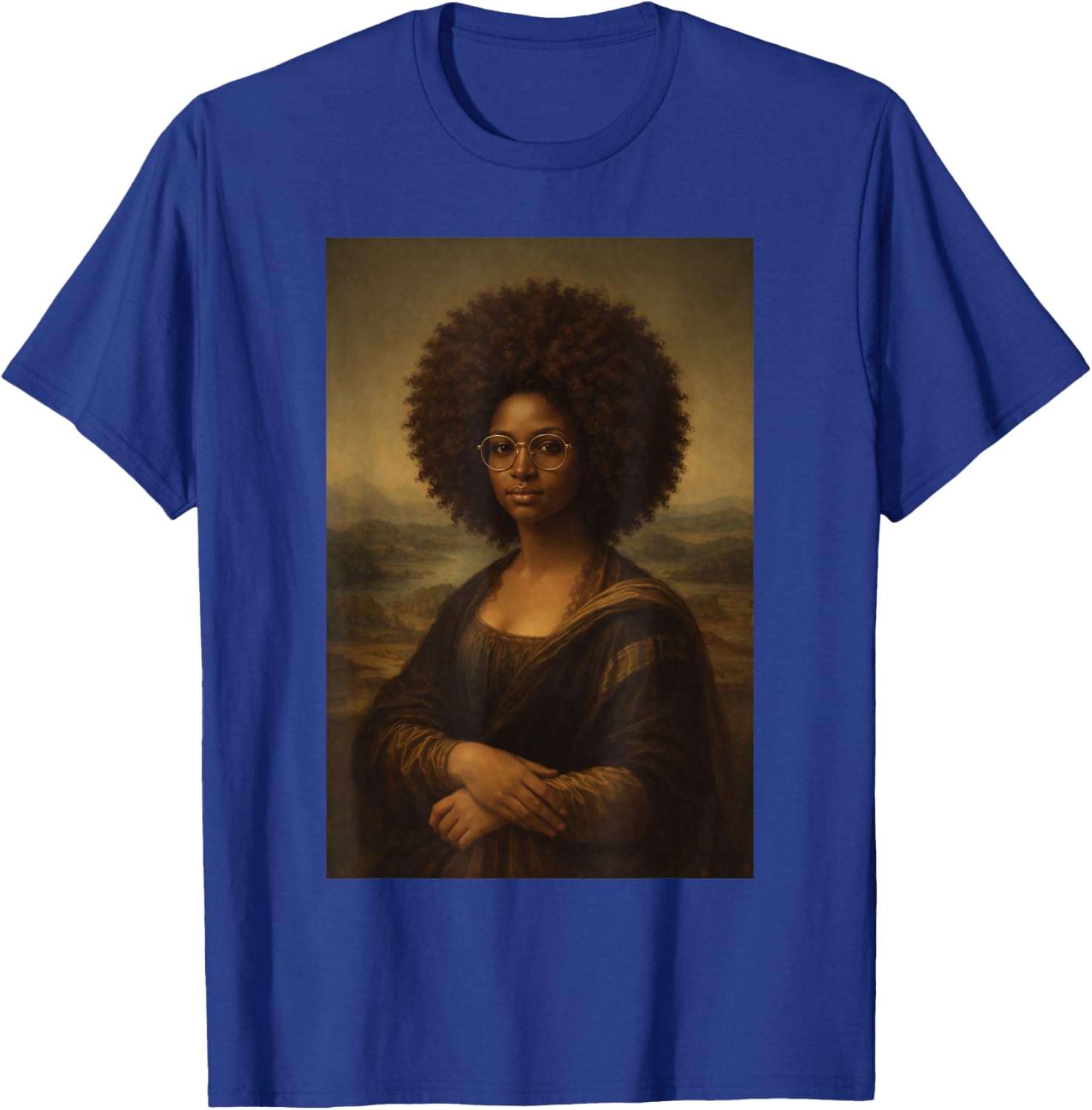 Black Mona Lisa Afro African American Black History Month T-Shirt - T-Shirt | Royal