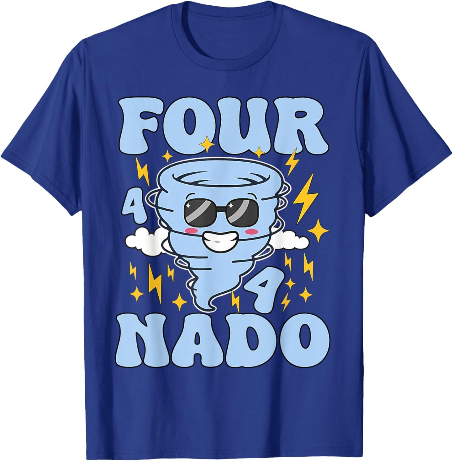 Four Nado Fournado 4th Birthday Tornado 4 Year Old Boys Kids T-Shirt - T-Shirt | Royal