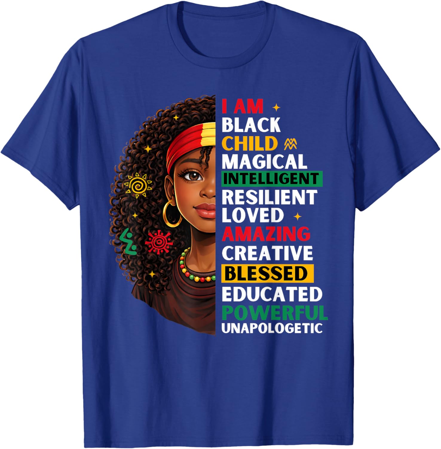 Black History Month African American Girls Kids Melanin T-Shirt - T-Shirt | Royal